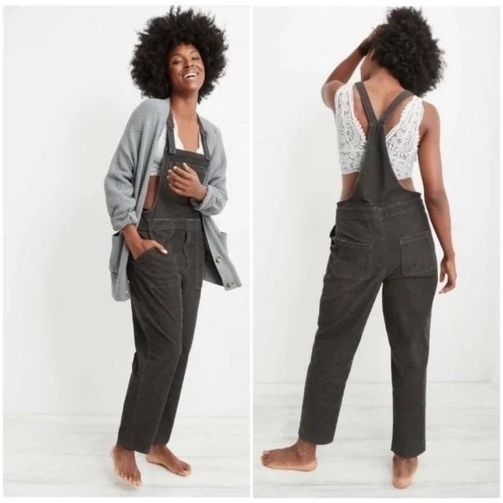 Aerie Gray Corduroy Overalls